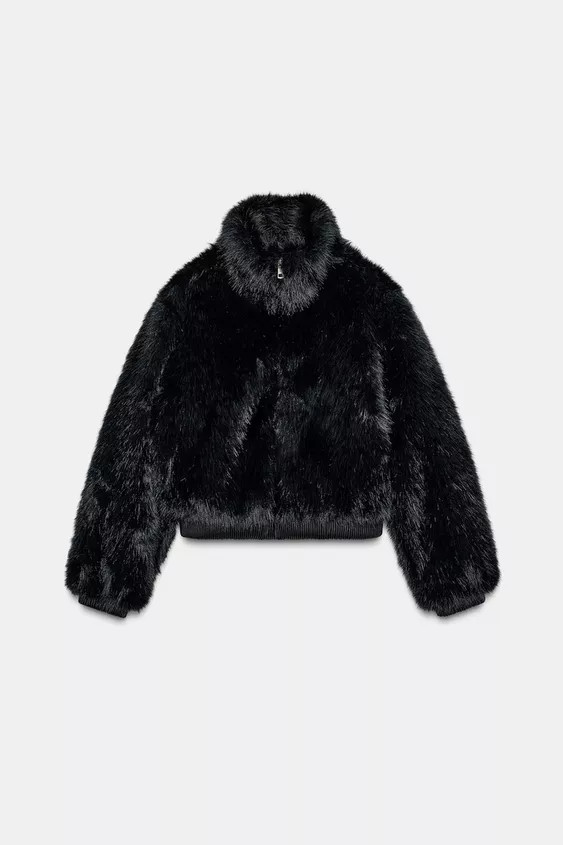 FAUX FUR HIGH-NECK SHORT COAT | Zara US