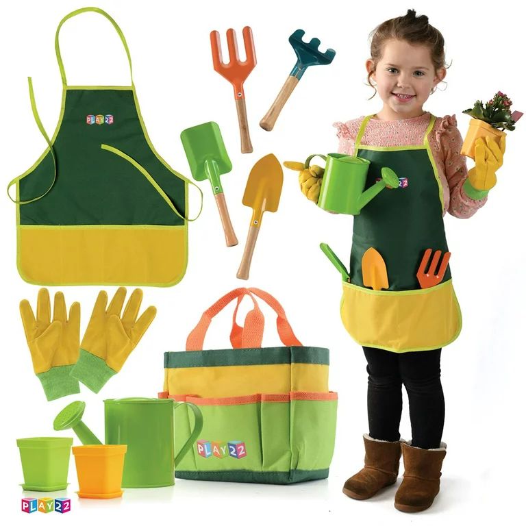 Kids Gardening Tool Set 12 PCS - Includes Shovel, Rake, Fork, Trowel, Apron, Gloves, Watering Can... | Walmart (US)