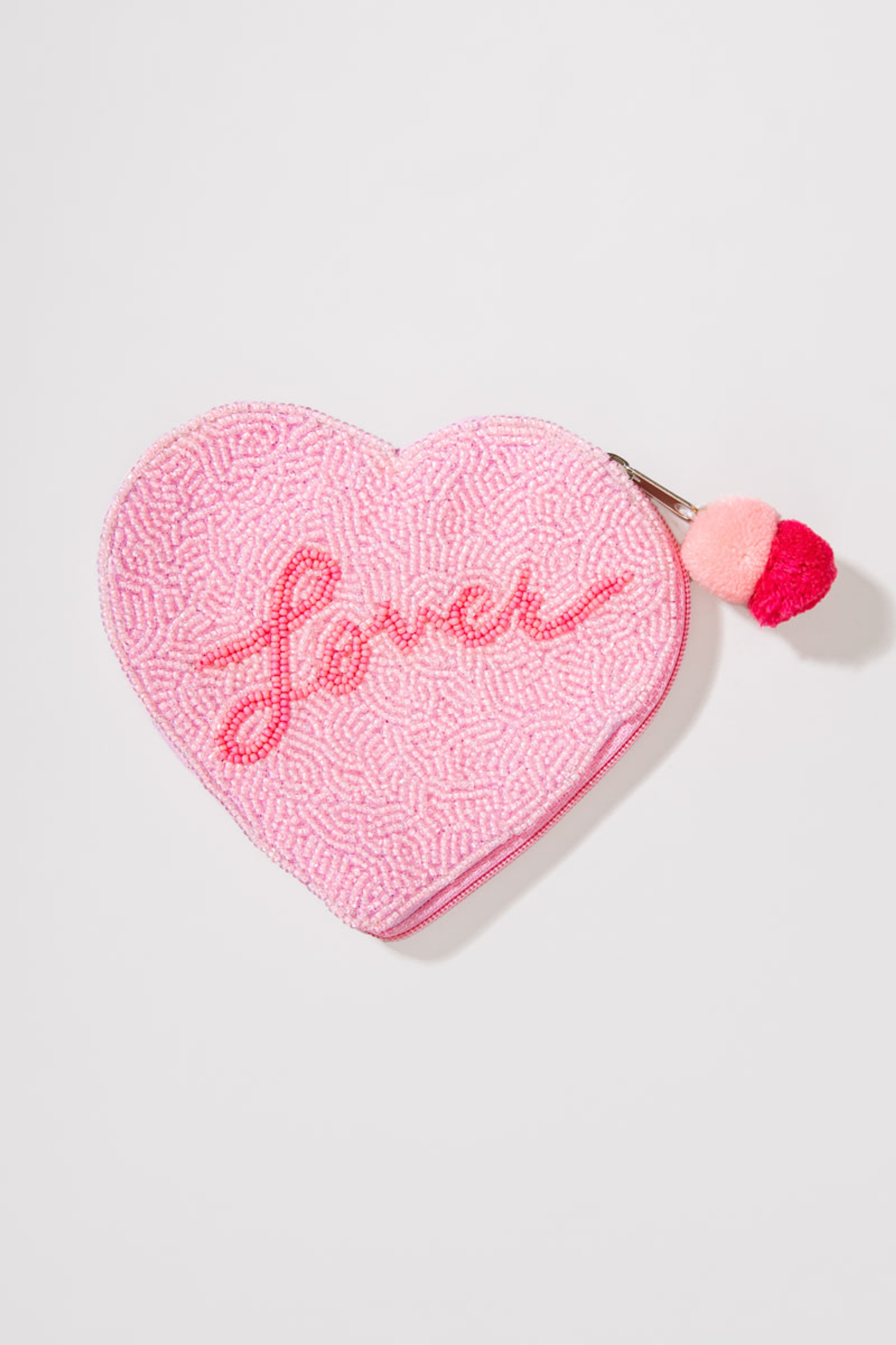 Lover Script Beaded Heart Shaped Pouch | Francesca's