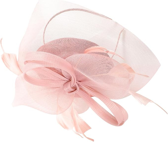 Gauze Flower Headband for Women Light Pink Fascinator Hat for Tea Party Elegant Headwear for Banq... | Amazon (US)