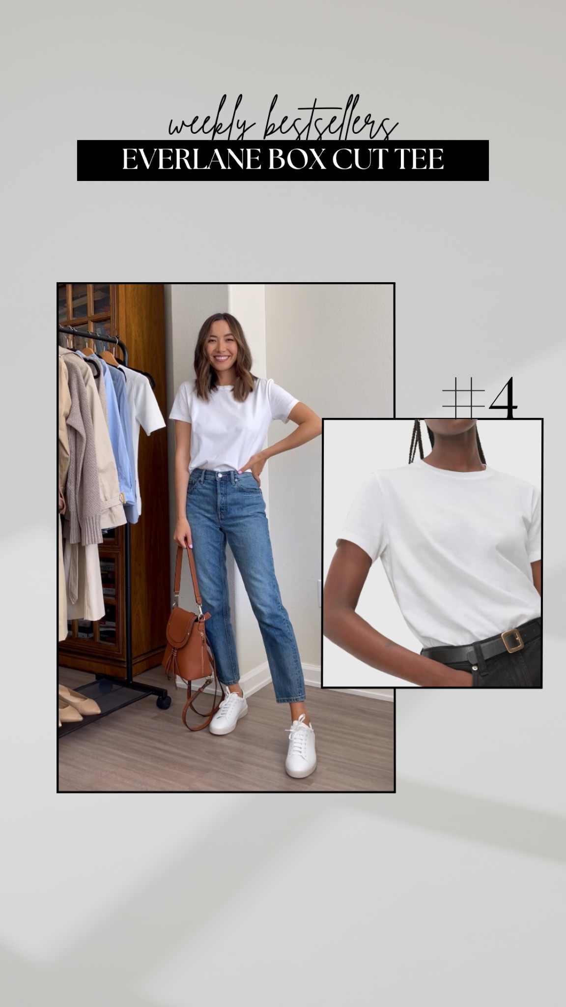 #4 bestseller this week: everlane box cut tee 

• wearing xs 
• a great wardrobe staple for every season! 

Casual style / white tee 

#LTKFindsUnder100 #LTKStyleTip