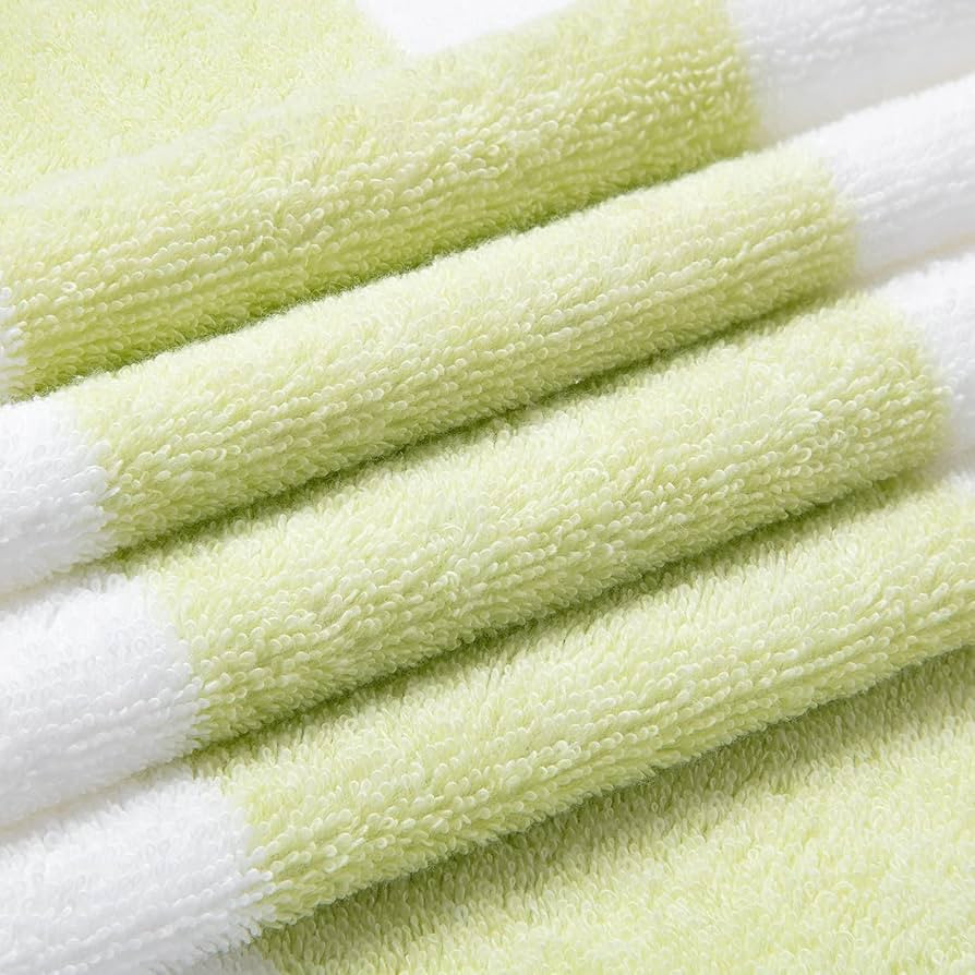 Cotton Oversized Beach Towel - Large 70 x 35 Inch Pool Towel, Aqua Striped Quick Dry Swimming Cab... | Amazon (US)