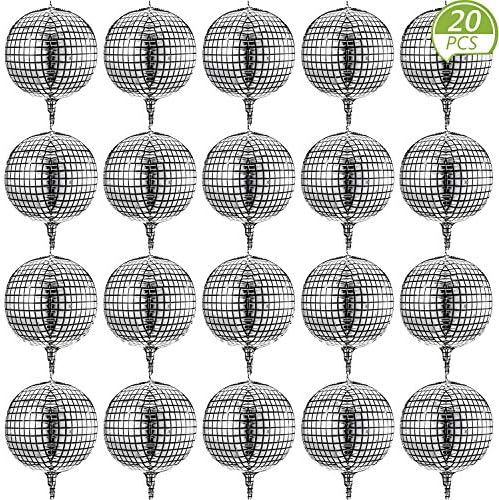 Disco Ball Balloons 20 Pieces 22 Inch 4D Disco Balloons Large Silver Laser Foil Balloon Metallic Mir | Amazon (US)