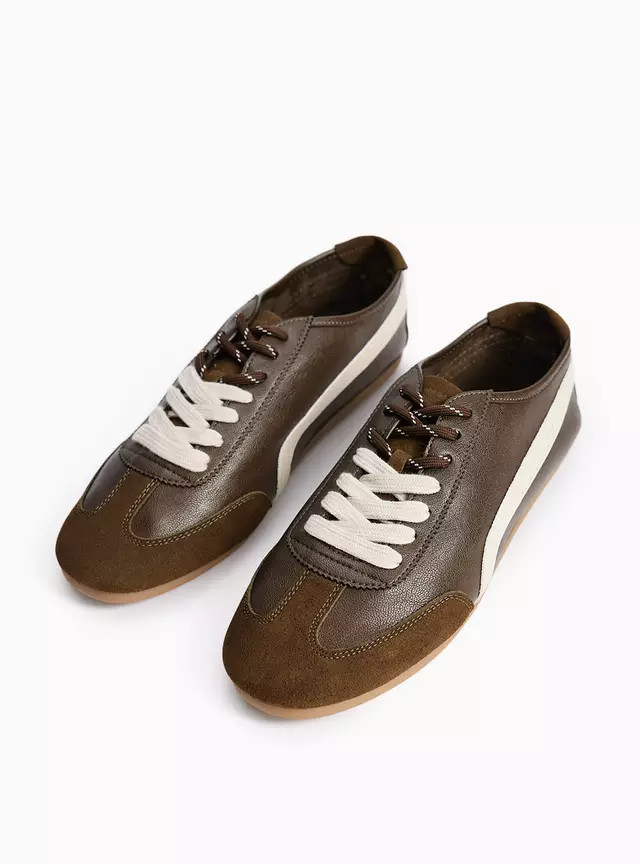 Buy Khaki Faux Leather Low Profile Trainers 6 | Shoes | Tu | Tu Clothing