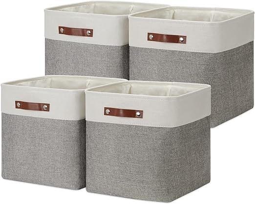 DULLEMELO 13 inch Fabric Storage Cubes 4 Pack Foldable Baskets/Bins for Home Office Organizer Clo... | Amazon (US)