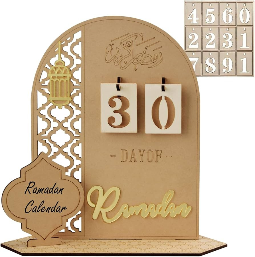 Ramadan Advent Calendar, Wooden Countdown Calendars decorations for Home, 30 Days Til Eid, Ramada... | Amazon (UK)