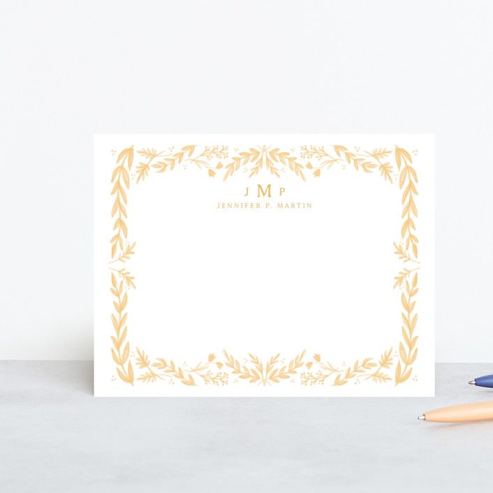 "Framed in Floral" - Customizable Personalized Stationery in Blue by Heather Cairl. | Minted