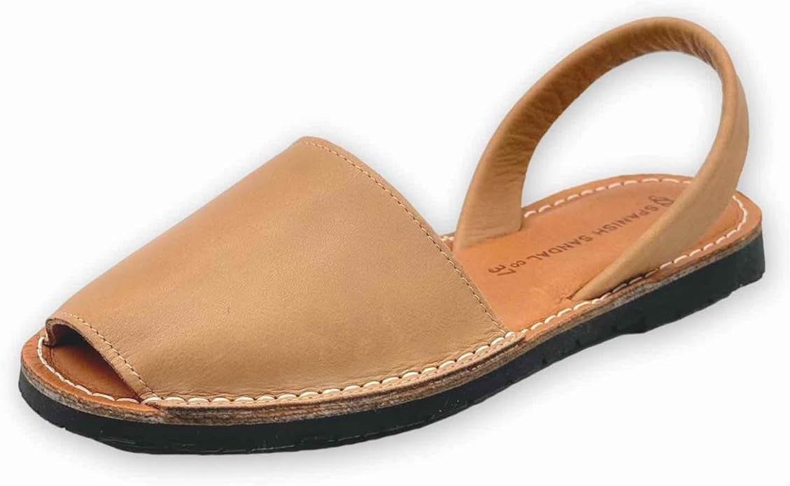 The Spanish Sandal co Classic Flat Sandals for Women – Dressy Soft Leather Peep Toe Women’s F... | Amazon (US)
