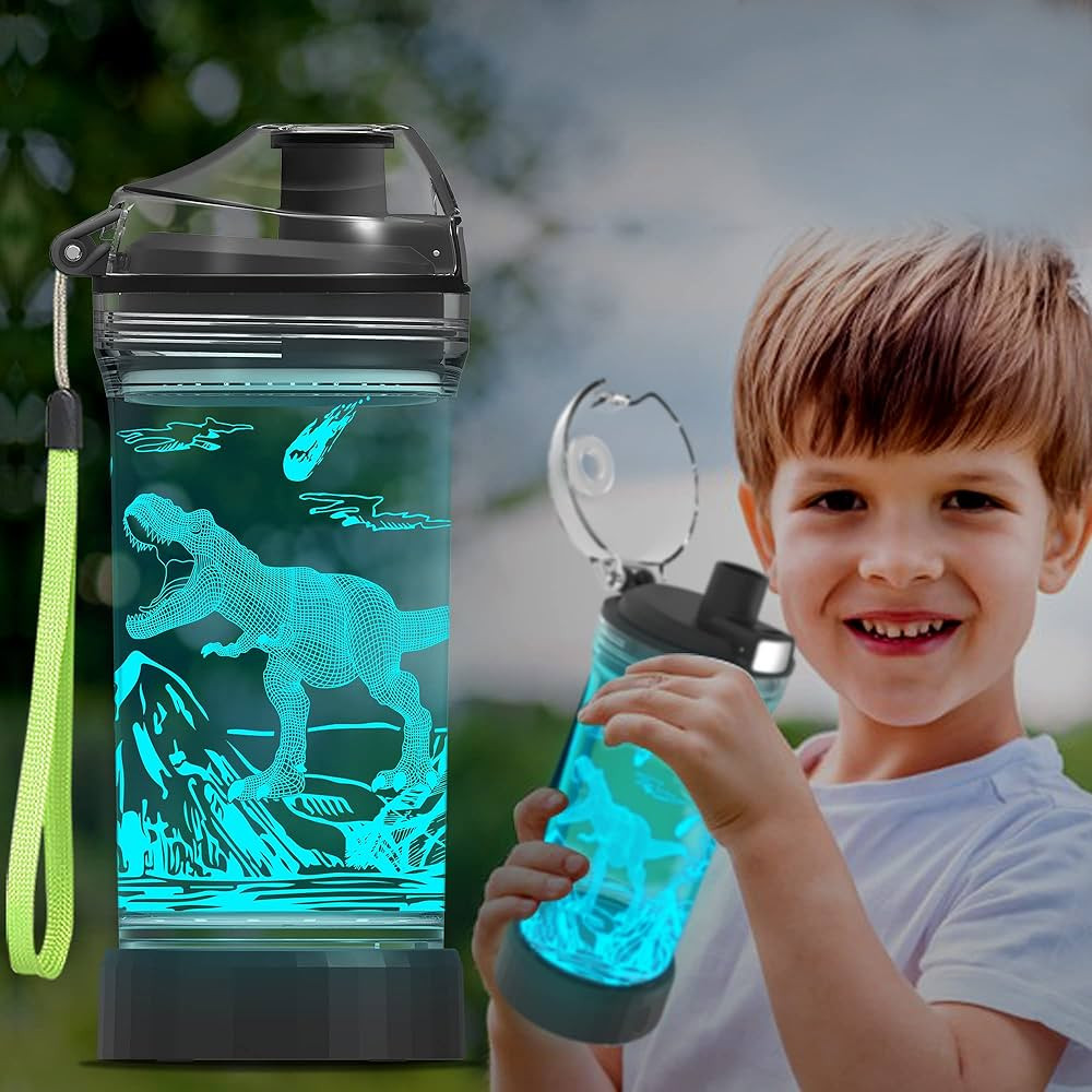 Ammonite Dinosaur Water Bottle for Kids with 3D Glowing LED Light - 14 OZ Tritan BPA Free - Creat... | Amazon (CA)