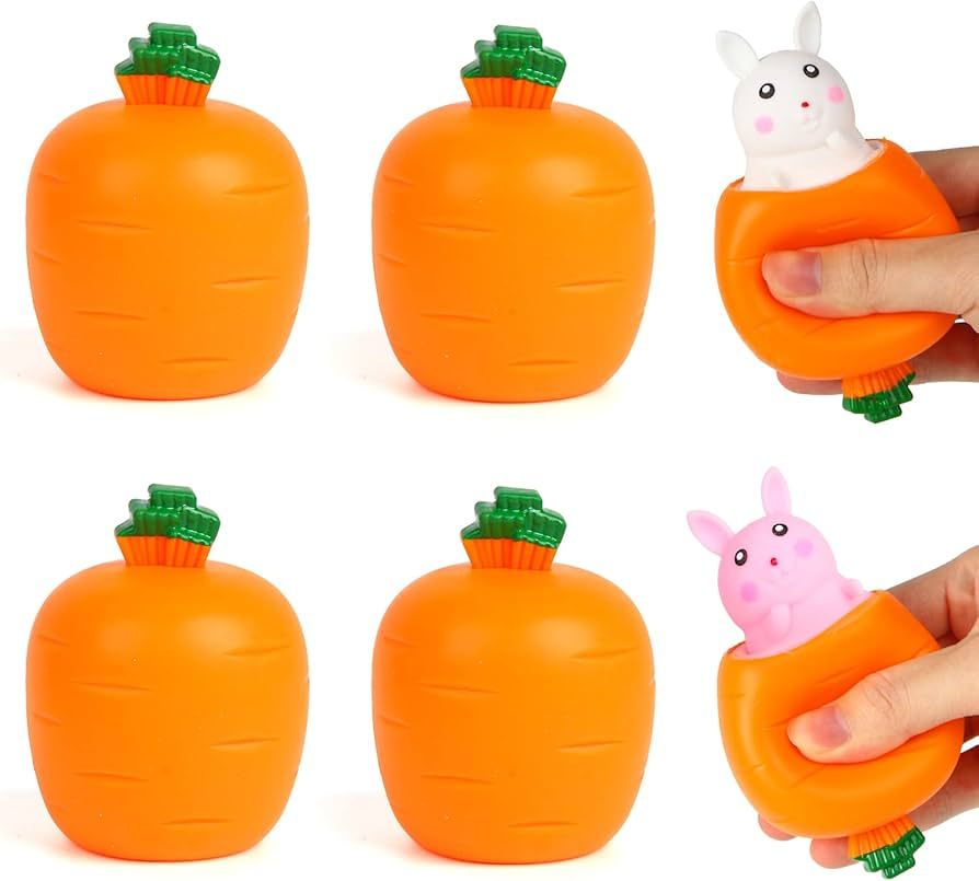 Squishy Easter Bunny Stress Bubbles Squeeze Toys, 4 Pack Stress Relief Toys to Relax - Easter Par... | Amazon (US)