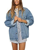 Womens Jean jacket Oversized Denim Jacket (S, Light blue washed) | Amazon (US)