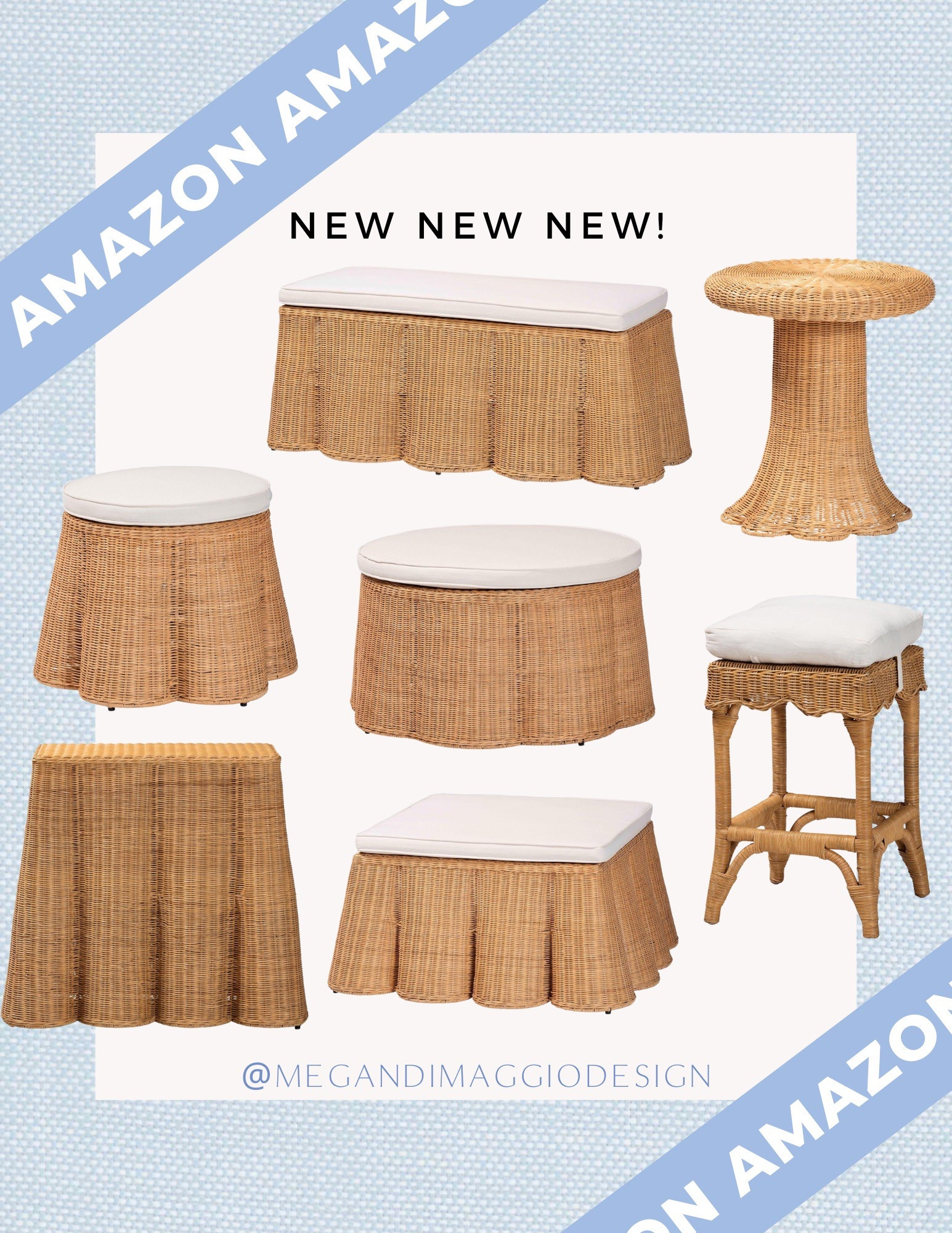 Wow!! So many new AFFORDABLE rattan scalloped pieces were just added online to Amazon!! LOVE this new bench and cocktail ottomans!! 😍🙌🏻🏃🏼‍♀️

#LTKHome