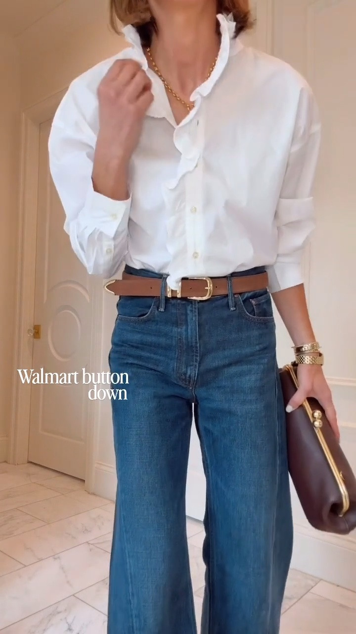 You all loved this top when I shared it! I'm wearing size small in this button down and 25 in regular in the jeans.