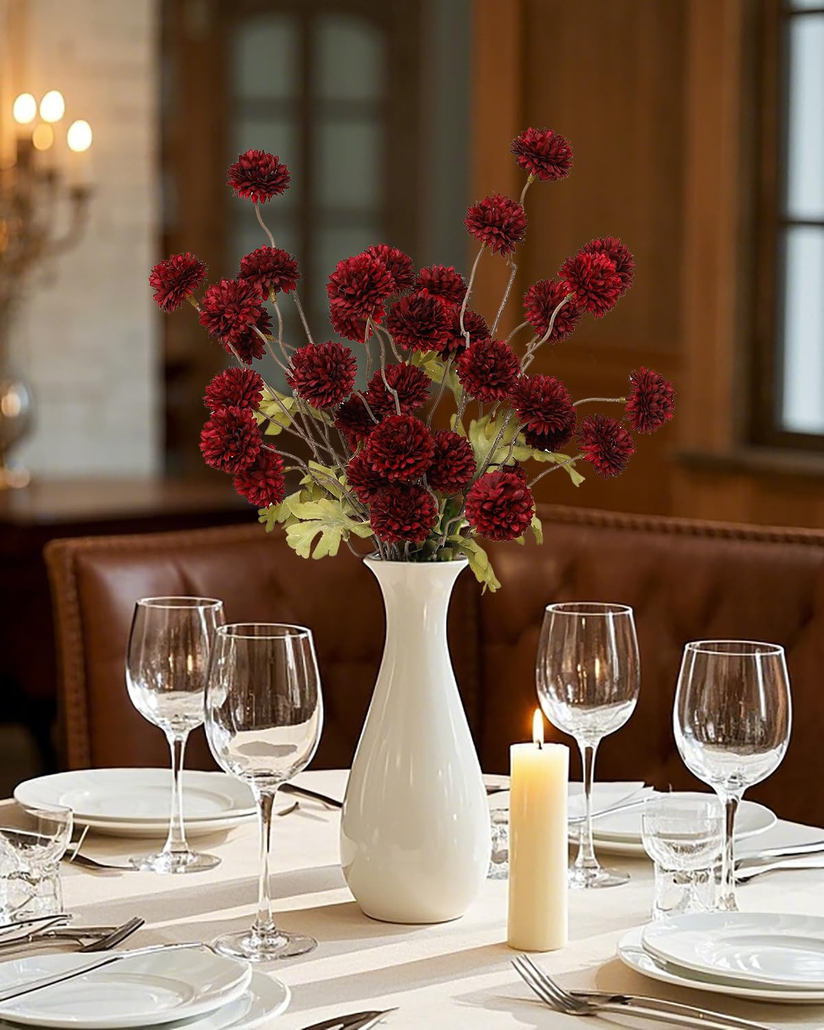 DuHouse 6pcs Artificial Flowers Faux Silk Pompon Mum,Silk Small Mini Chrysanthemum Ball with Stem... | Amazon (US)