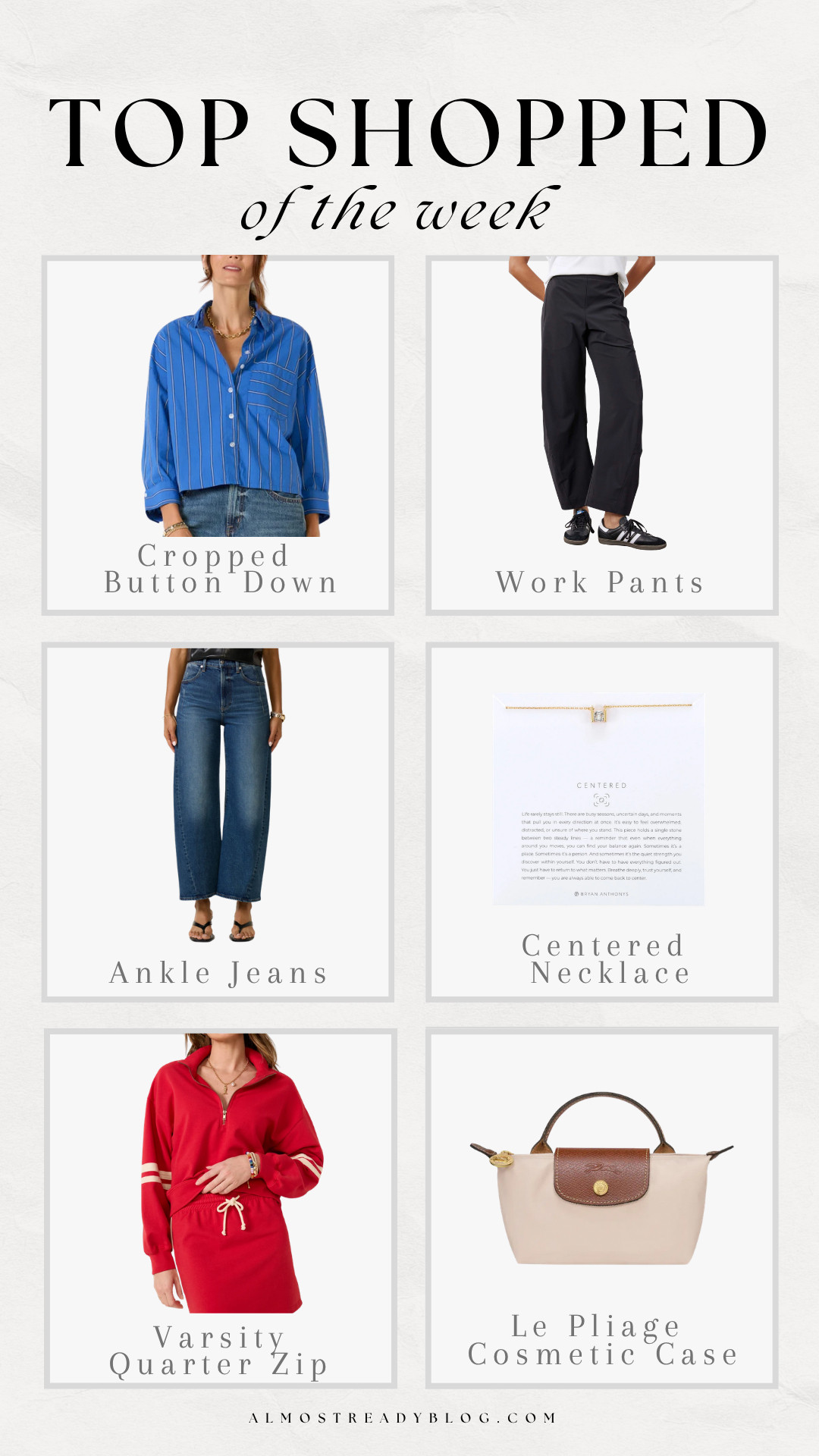 Top Shopped of the Week!! 

Top sellers, watchnow, new arrivals, evereve, longchamp, prefall fashion, denim, jewelry, Amanda west  

 #LTKootd