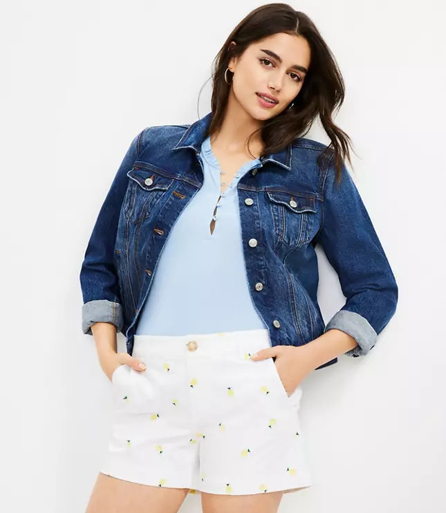 Monroe Chino Shorts in Lemon | LOFT