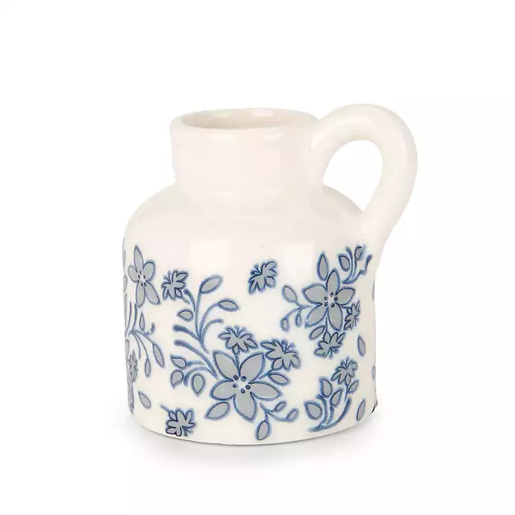 New! Blue Floral Ceramic Vase with Handle | Kirklands