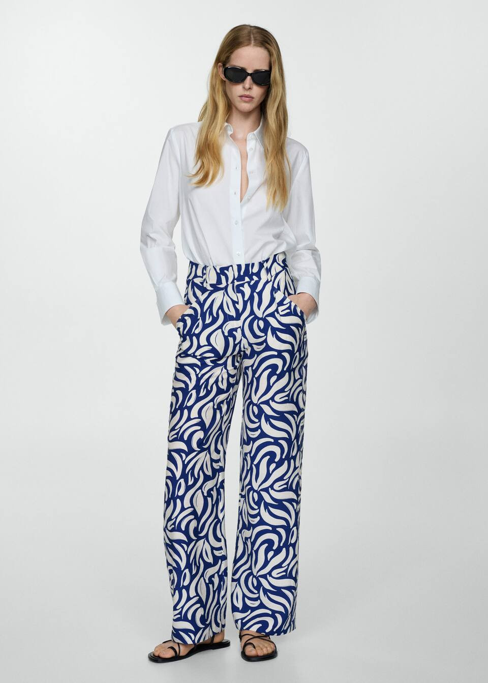Wide leg printed pants -  Women | Mango USA | MANGO (US)