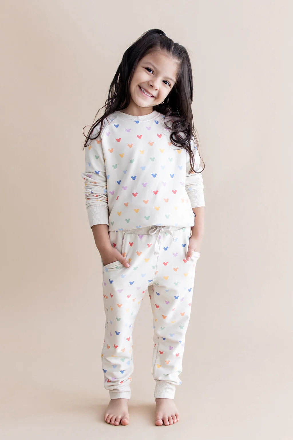 Long Sleeve Jogger Set in Pastel Mickey Mouse | Kyte Baby