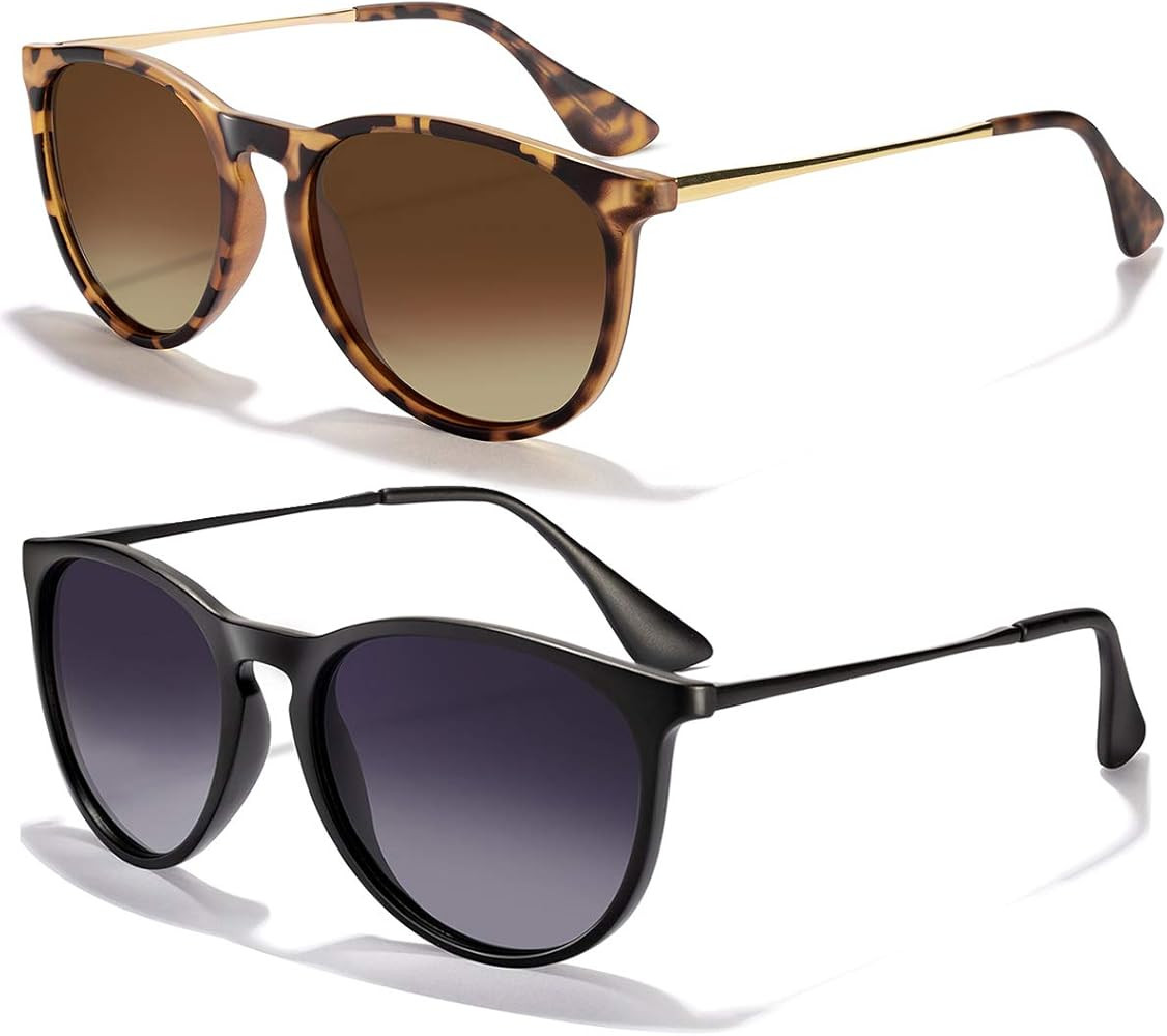 Sunglasses for Women Men Polarized uv Protection Fashion Vintage Round Classic Retro Aviator Mirr... | Amazon (US)