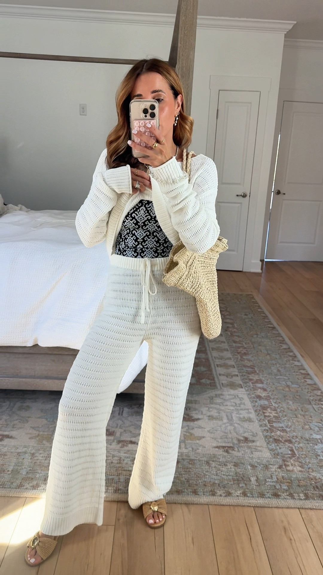 New target arrivals I am loving for spring and summer. Vacation outfits. Easter outfits. Resort wear. Matching sets. Neutral wedges and slide sandals (all TTS). Crochet coverup. Bathing suit coverup. Beach pants and top. Spring outfits. Spring style. Spring break outfits. Every day outfits. Elevated casual outfits. Wearing XS in both.

#LTKSwim #LTKTravel #LTKootd