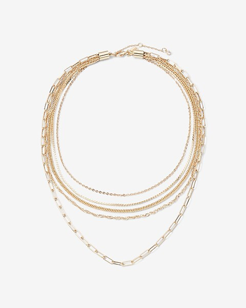 Five Row Twisted Paperclip Chain Necklace | Express