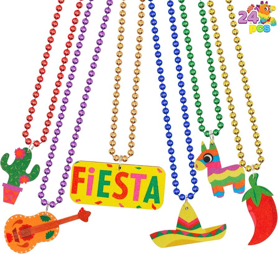 JOYIN 24 PCS Cinco de Mayo Necklaces Bead, Fiesta Beaded Necklace for Mexican Themed Bachelorette... | Amazon (US)