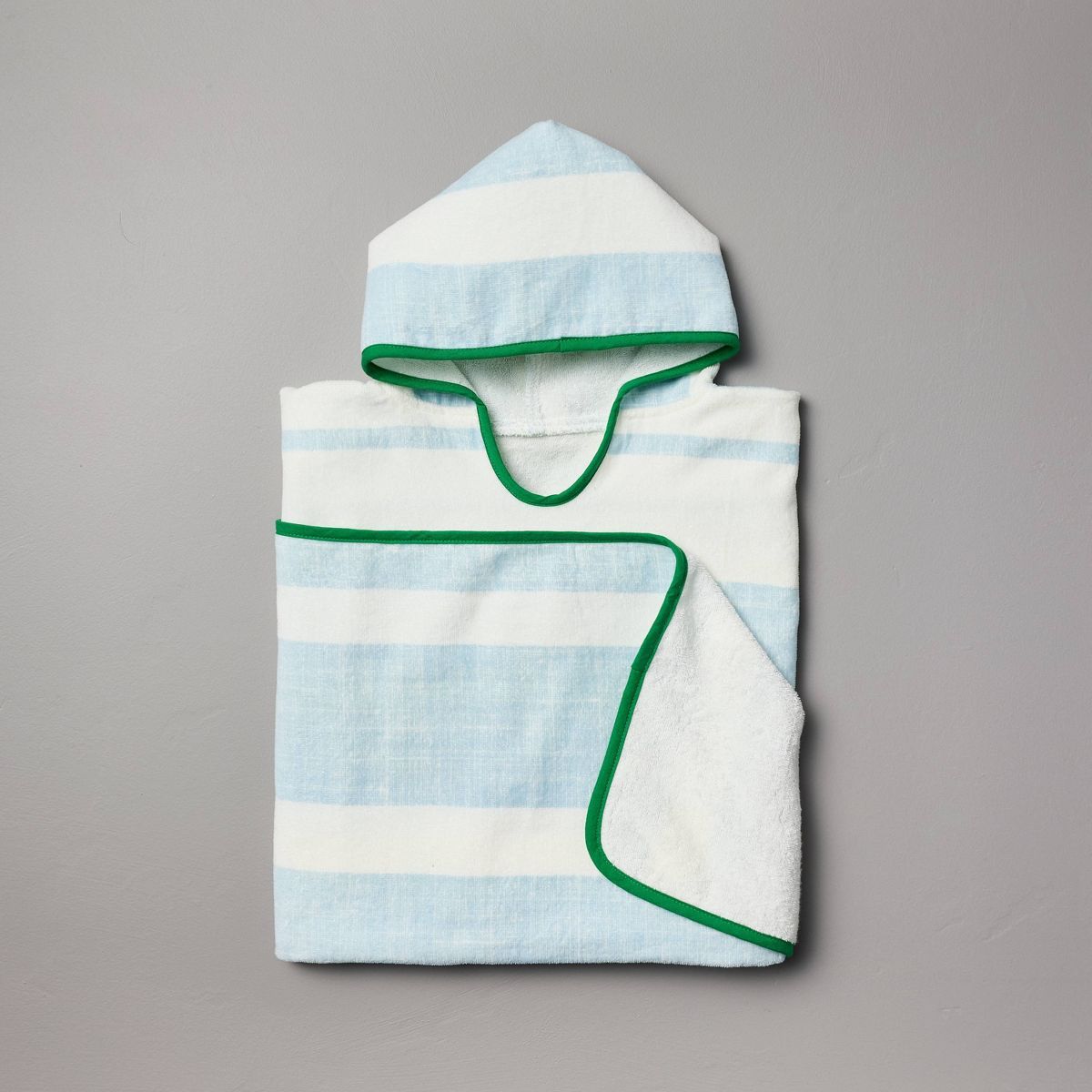 Bold Stripe Cotton Velour Kids' Hooded Beach Towel Light Blue/Green - Hearth & Hand™ with Magno... | Target