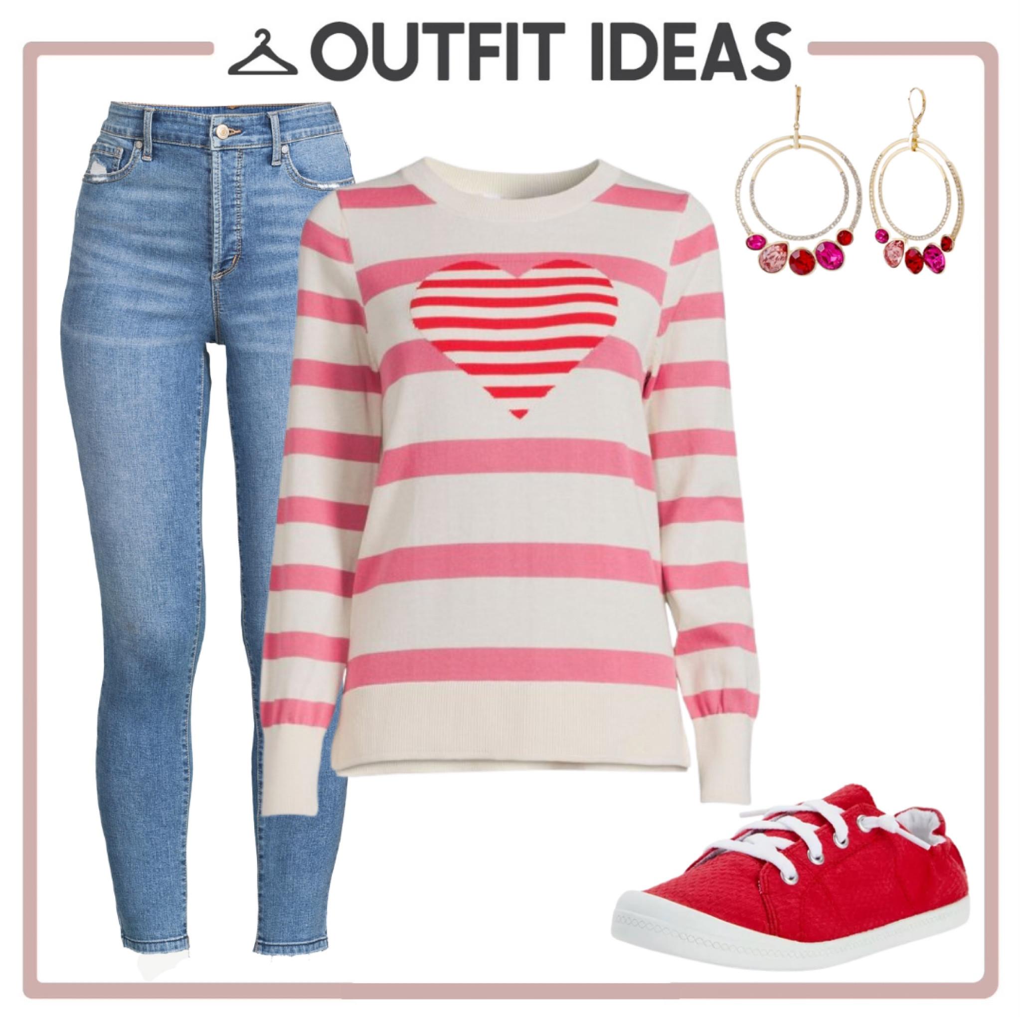 Great look for Valentine’s Day with a striped heart sweater and jeans 

#LTKstyletip #LTKunder50 #LTKSeasonal