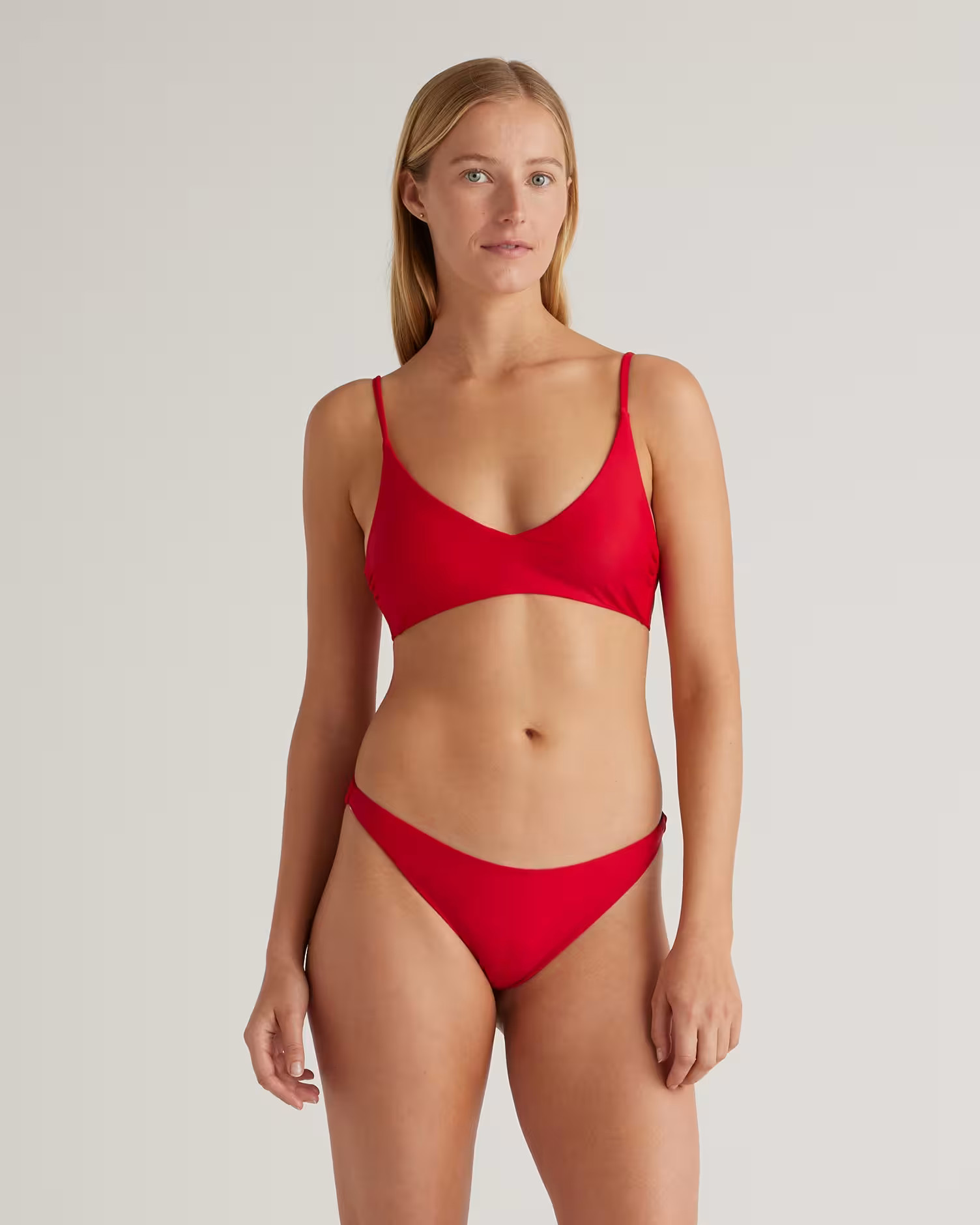 Italian V-Neck Bikini Top in Cherry | Quince