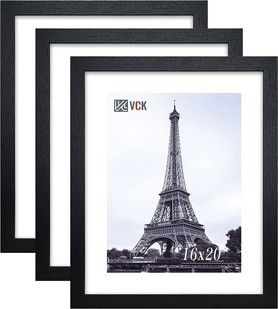 VCK 16x20 Poster Frames 3 Pack Black MDF Wood and Polished Plexiglass Frame,Display Pictures in H... | Amazon (US)