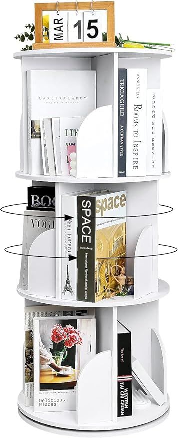 YGYQZ 4 Tier Rotating Bookshelf - 360 View Display Unique Revolving Storage Rack for Spinning Sma... | Amazon (US)