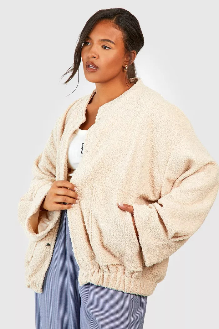 Plus Boucle Bomber Jacket | boohoo (US & Canada)