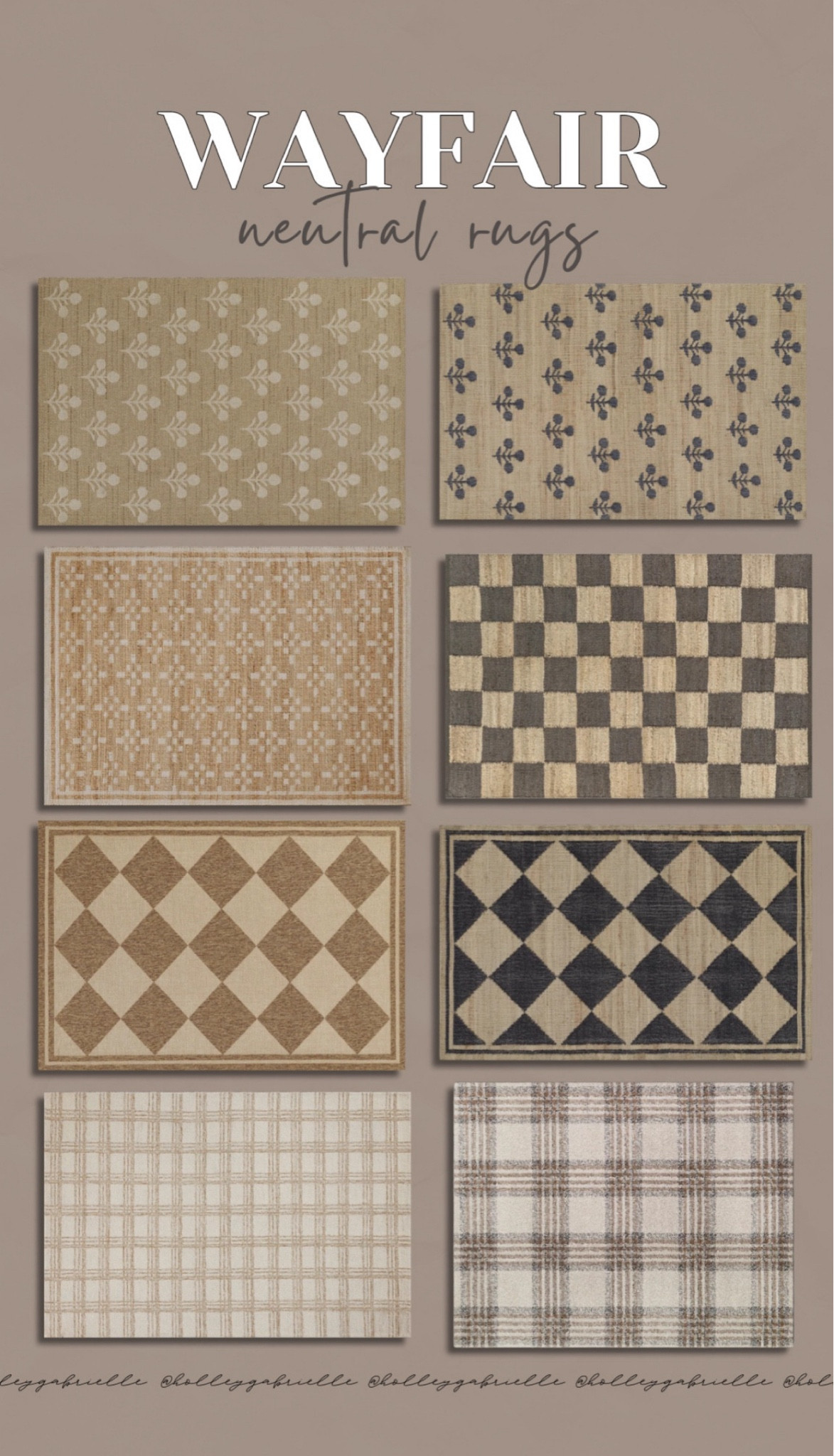 some of my favorite Wayfair neutral rugs🤞🏼🧸✨🍂 comes in TONS of different sizes from area rugs to runners. Most are on sale right now🙌🏼

sale alert / wayfair / wayfair rugs / neutral rugs / home decor / home finds / checkered rugs / plaid rugs / decorating / fall decorating / fall decor / Holley Gabrielle 

#LTKSaleAlert #LTKHome #LTKStyleTip