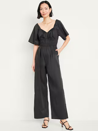 Waist-Defined Smocked Jumpsuit | Old Navy (US)