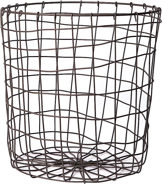 Wire basket for blankets, kids toys, food and organized pantries. Cool designed metal round stora... | Amazon (US)