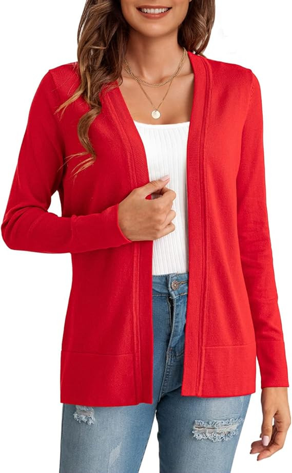 LIENRIDY Women's Cardigans Lightweight Long Sleeve Open Front Sweater Cardigan, S-XL | Amazon (US)