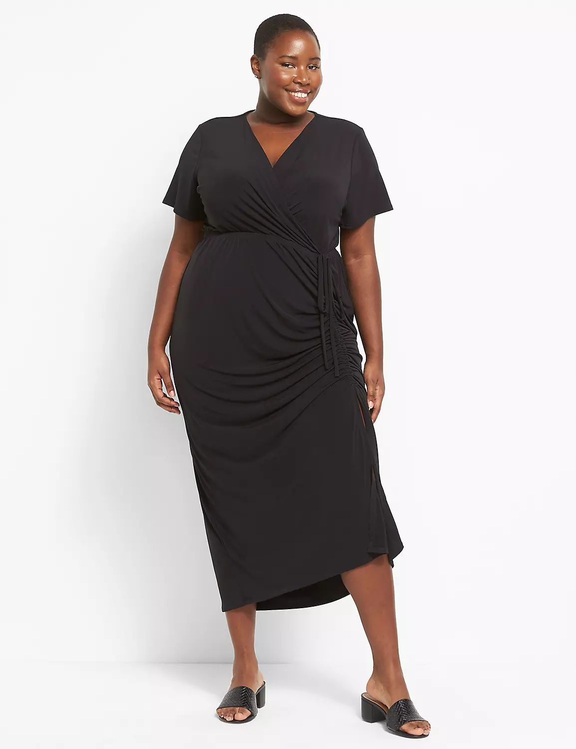 Short-Sleeve Side-Ruched Maxi Dress | LaneBryant | Lane Bryant (US)