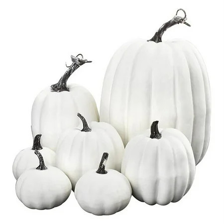 Jierger 7PCS Artificial Pumpkins White Pumpkins Assorted Pumpkins Large Pumpkins for Autumn Thanksgiving Halloween Seasonal Party Holiday Decoration | Walmart (US)