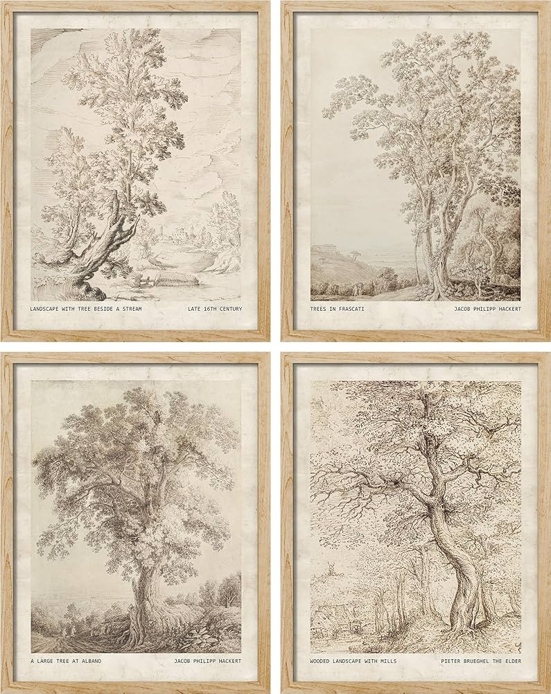 SIGNWIN Framed Poster Vintage Landscape Sketch Antique Tree Wilderness Nature Illustrations Fine ... | Amazon (US)