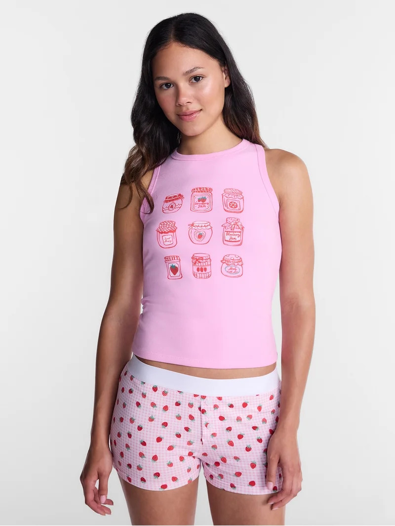 No Boundaries Sleepwear Ribbed Tank Top and Boxers Set from our Cloud Core Collection, 2 Piece, W... | Walmart (US)