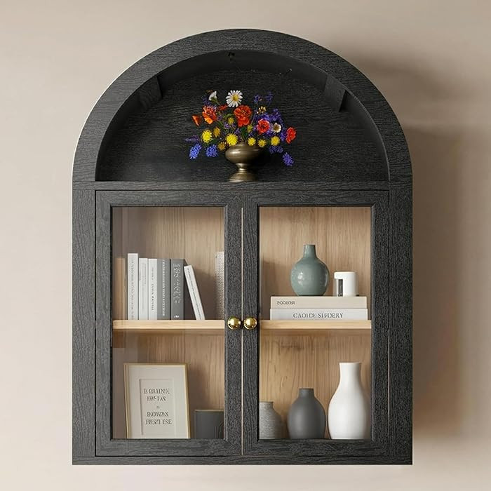 Arched Medicine Cabinets with Tempered Glass Doors,Wall Mounted Display Cabinet with Adjustable S... | Amazon (US)
