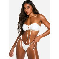Womens Ruffle Bandeau Bikini Set - White - 12 | boohoo (US & Canada)
