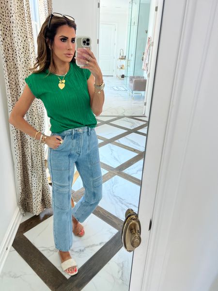 #walmartpartner @walmartfashion #walmartfashion 
Wearing a small in the top and shoes are TTS. 

Summer fashion, summer outfit, Walmart fashion, Walmart finds, affordable fashion, summer sandals, gold jewelry, Emily Ann Gemma 

#LTKStyleTip #LTKFindsUnder50