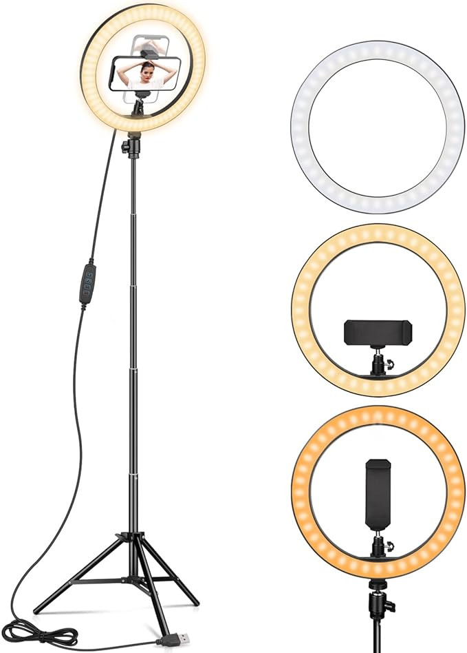 Ring Light 10" with 67" Extended Tripod Stand & Phone Holder for YouTube Video, Camera Led Ring L... | Amazon (US)
