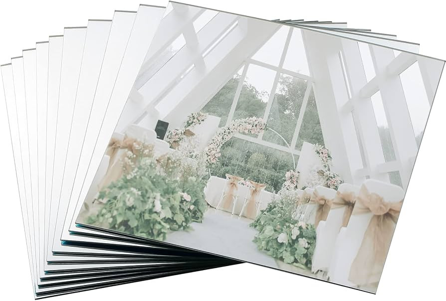 12 Packs Square Mirror Centerpieces for Tables, Mirror Tray Candle Plate Tray for Candles,Wedding... | Amazon (US)