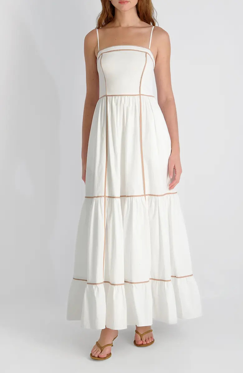 Cambria Contrast Trim Cotton Maxi Dress | Nordstrom