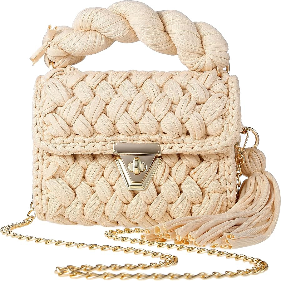 Women's Knit Clutch Purse Evening Clutch Bag for Women Handle Tote Purse Crochet Wedding Party Pu... | Amazon (US)