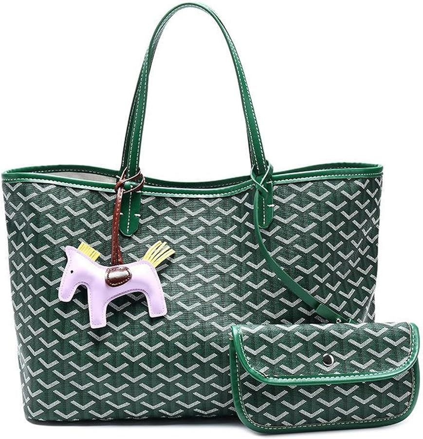 【Perfect Design】This tote bag sets showcases meticulous design by a renowned designer, catering to women's desire for fashion and quality. The tote bag features a stylish polka dot pattern and the letter "T" elements, complemented with a cute horse pendant, elevating its overall fashion appeal. note: the color of horse is random. | Amazon (UK)