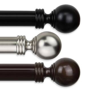 Sphere 165 in. - 215 in. Long 1.5 in. Dia Single Curtain Rod in Black | The Home Depot